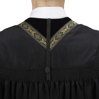 Oxford Pulpit Robe - Black/Purple/White - Gold Lace Trim - YC785