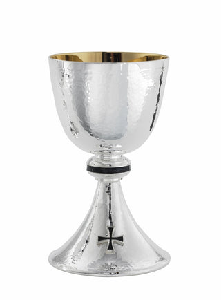 Chalice with Bowl Paten, Silver, Gold Line Hammered - A-2082S