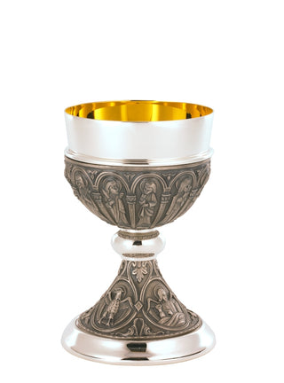 Chalice with Bowl Paten, Silver, Gold Line   - A-4133S