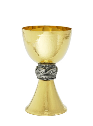 Chalice with Bowl Paten, Hammered - A-5008G