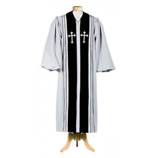 A506 Pulpit Robe - Grey/Black