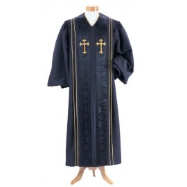 A514 Pulpit Robe - Black w/Gold Cross & Cording