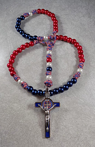 American Red, White & Blue Paracord Rosary - BMRWB