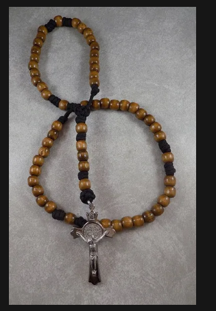 Carpenter I Light Wood Paracord Rosary