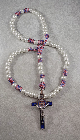 American White Paracord Rosary - BMUSW