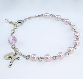 Swarovski Crystal Pink Pearl Rosary Bracelet - BR690PK