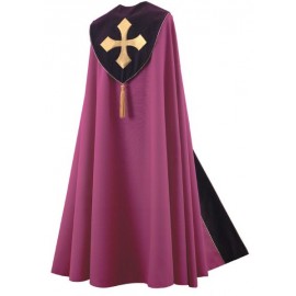 64147A Purple/Maroon Cope and Humeral Veil Set