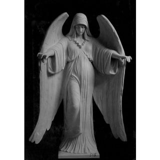 CC02-ADORINGANGEL Marble Adoring Angel Statue