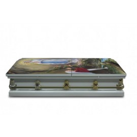 CNB15790-LO Our Lady of Lourdes Cromo Casket