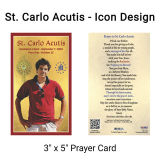 St. Carlo Acutis Icon - Paper Holy Card, Pack of 100 - 3" x 5" - CI-CA-3X5-100