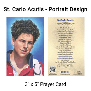 St. Carlo Acutis Portrait  - Paper Holy Card, Pack of 100 - 3" x 5" - CI-CA2-3X5-100