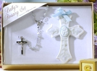 2 Piece Baby Boy Rosary & Cross Set - 40408