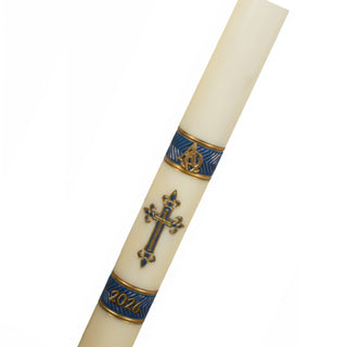 Fleur de Lis Blue Paschal Candle - D-PASCHAL-FDL-BLU