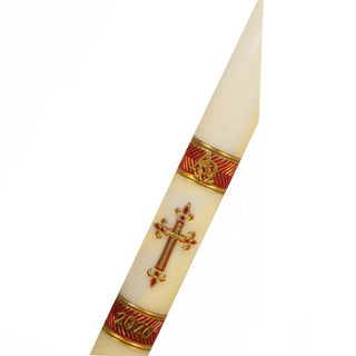 Fleur de Lis Red Paschal Candle - D-PASCHAL-FDL-RED