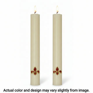 Complementary Altar Candles for Fleur de Lis Red Paschal Candle - D-PCAC-FDL-RED