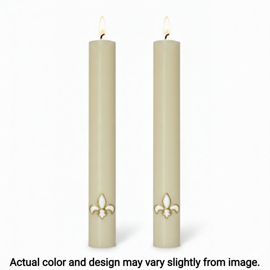 Complementary Altar Candles for Fleur de Lis White Paschal Candle - D ...