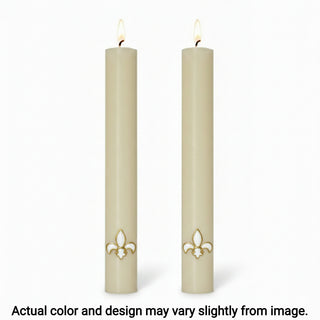 Complementary Altar Candles for Fleur de Lis White Paschal Candle - D-PCAC-FDL-WH