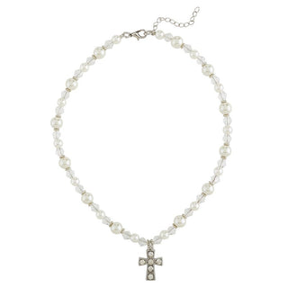 First Communion Rhinestone Pearl Necklace - D1991