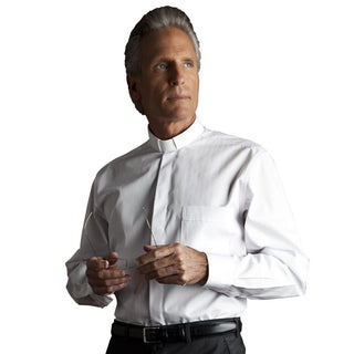 Desta Spigato Cotton Blend Long Sleeve Tab Collar Shirt - D214