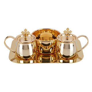 Cruet Set With Tray & Bowl - Brass - D3117