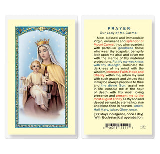 Our Lady of Mt. Carmel Prayer - Holy Card - E24-275