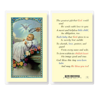 Baby's Baptismal Prayer- Holy Card - E24-397