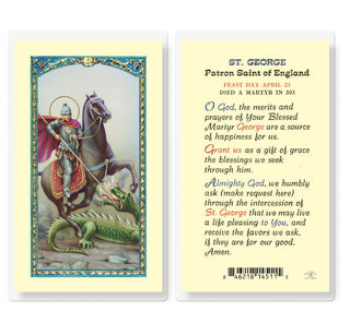 St. George Patron Saint of England - Holy Card - E24-446