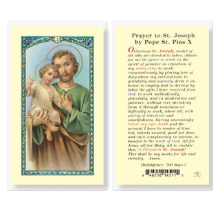 Prayer to St. Joseph by Pope St. Pius X - Holy Card - E24-634