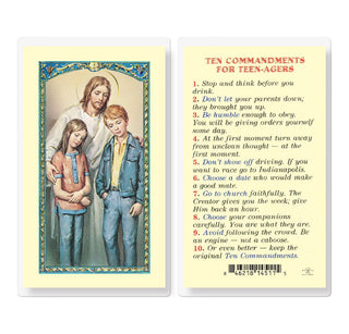 Ten Commandments For Teenagers - Holy Card - E24-756