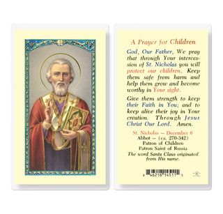 A Prayer for Children St. Nicholas - Holy Card - E24-761