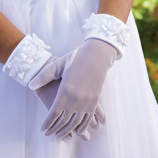 First Communion Gloves W/ Rosebuds - F2017