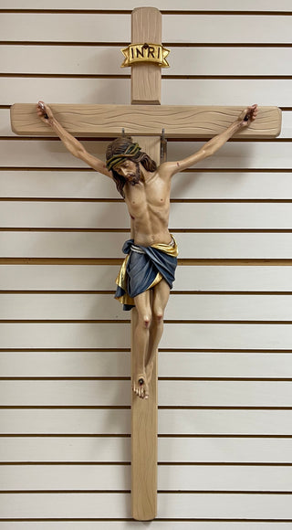 24" Fiberglass Corpus 49" Wood Straight Cross Siena Crucifix - F721000-COL-24/49