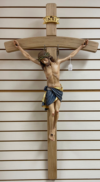 24" Fiberglass Corpus 49" Wood Bent Cross Siena Crucifix - F722000-COL-24/49-COL