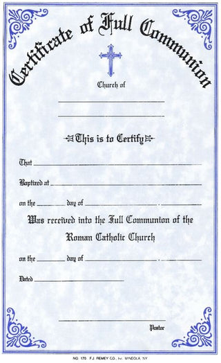 170 Certificate of Full Communion