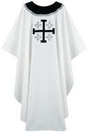 WHITE/SILVER JERUSALEM AMPLE CHASUBLE - B69149A