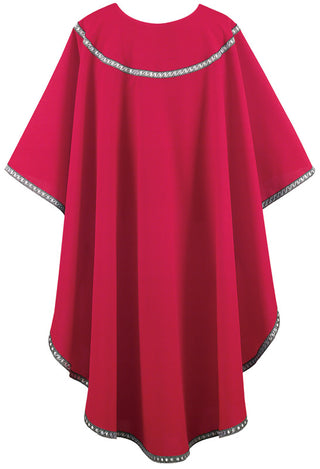 RED/SILVER GALLOON AMPLE CHASUBLE - B69311A
