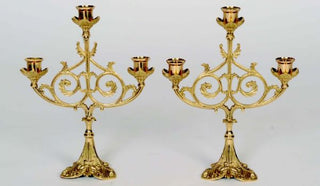 H-181 Polished Brass Three Light Candelabra
