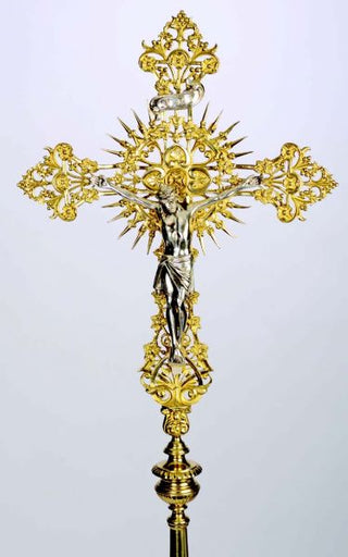 H-209 Processional Cross, Polished Brass