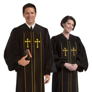 Pulpit Robe - Pilgrim - Piping and Cross - H-3-MR