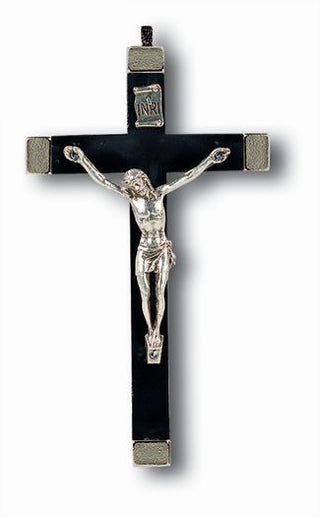 Black Crucifix with Silver Corpus - HIR2036-01