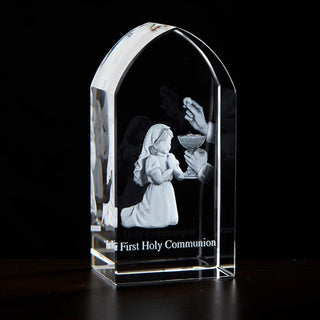 FIRST COMMUNION GLASS BLOCK/GIRL - JC-4411