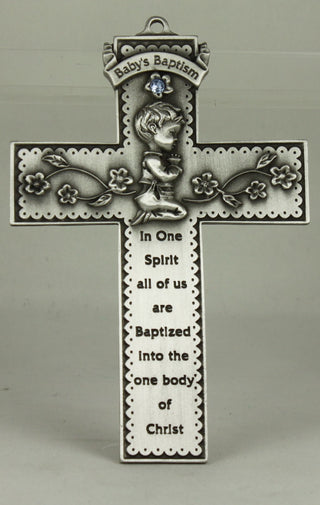 Baby Boy Pewter Cross - JC-9307-E