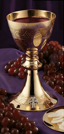 PCJC716 Etched Celtic Cross Chalice, Paten, and Ciborium