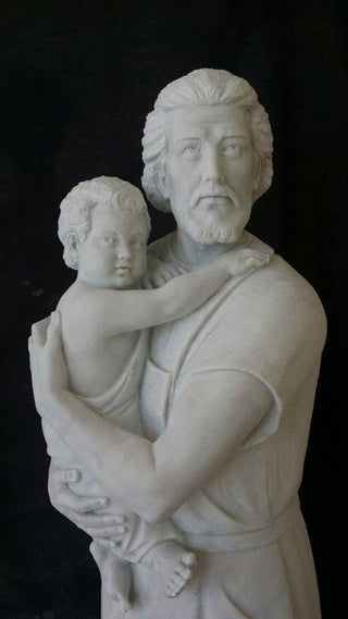 CC02-STJOSEPHANDCHILD Marble St Joseph with Child Statue