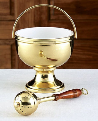 PCMS881 Gold Holy Water Pot w/ Sprinkler
