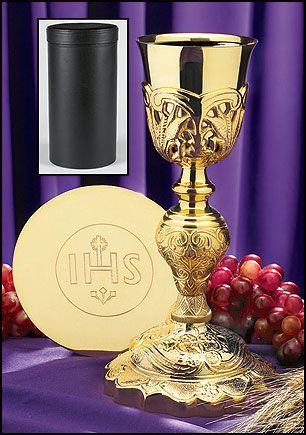 PCNC901 Coronation Chalice with IHS Paten and Case Set