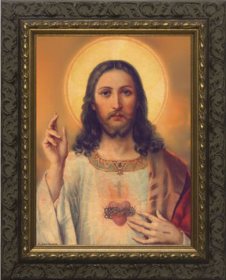 NW-780-4 Antique Sacred Heart - Dark Frame