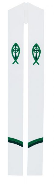 7047 Stole - White with Green