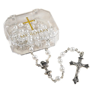 White First Communion Rosary - PD075