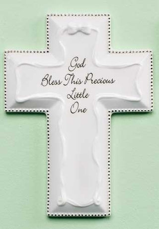 6" White "God Bless" Wall Cross - 65877